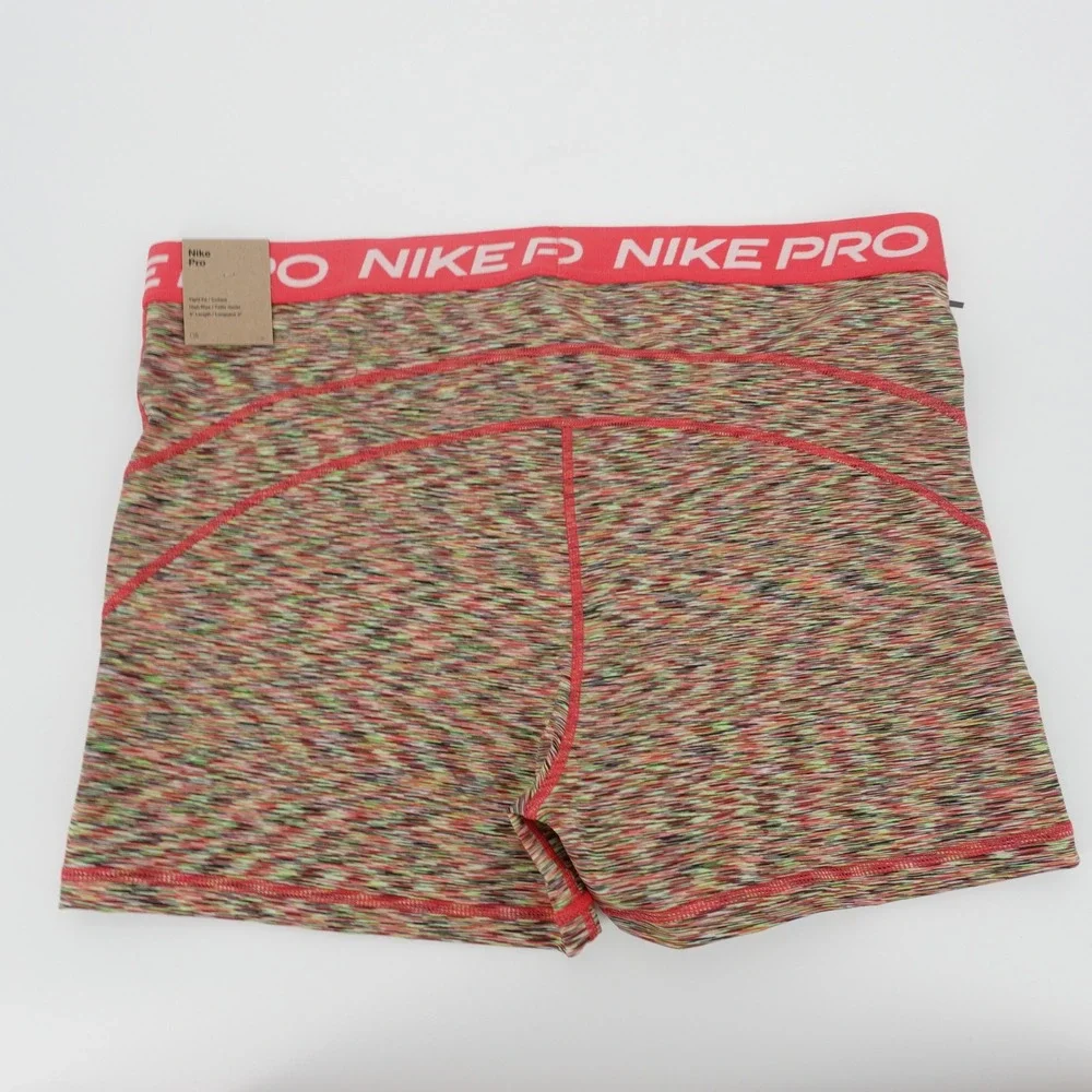 Nike Pro Dri-FIT Womens XXL High Rise 3 Inch Training Shorts Multi Space Dye NEW